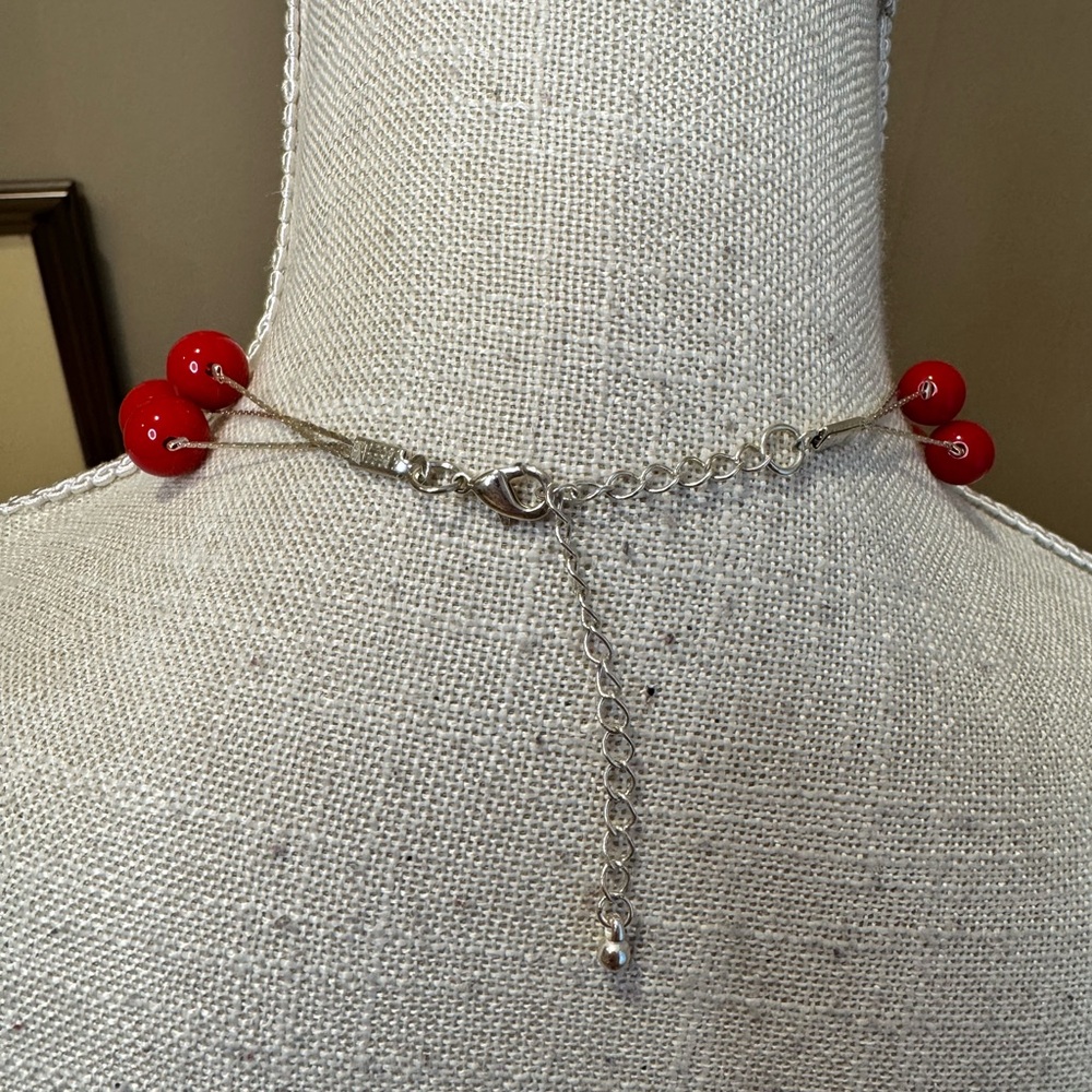 5 for $30 Silver and Red Beaded Multi-strand Necklace - Picture 5 of 5